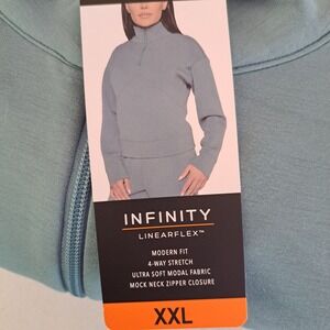 Infinity Linearflex Pullover Women XXL Teal NWT‎ Mock Neck 1/4 Zip 917-100-B11